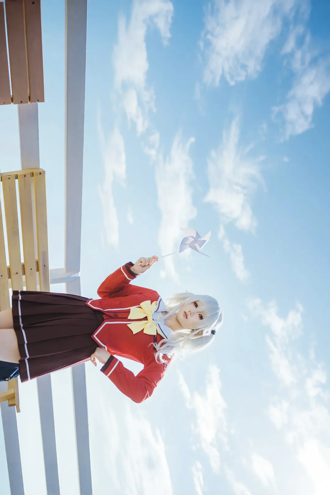 海边cosplay, 银发双马尾, 校园风写真, Charlotte, 友莉奈绪cos - 第17张