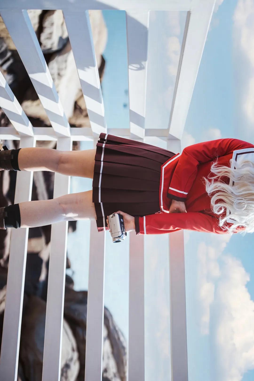 海边cosplay, 银发双马尾, 校园风写真, Charlotte, 友莉奈绪cos - 第8张