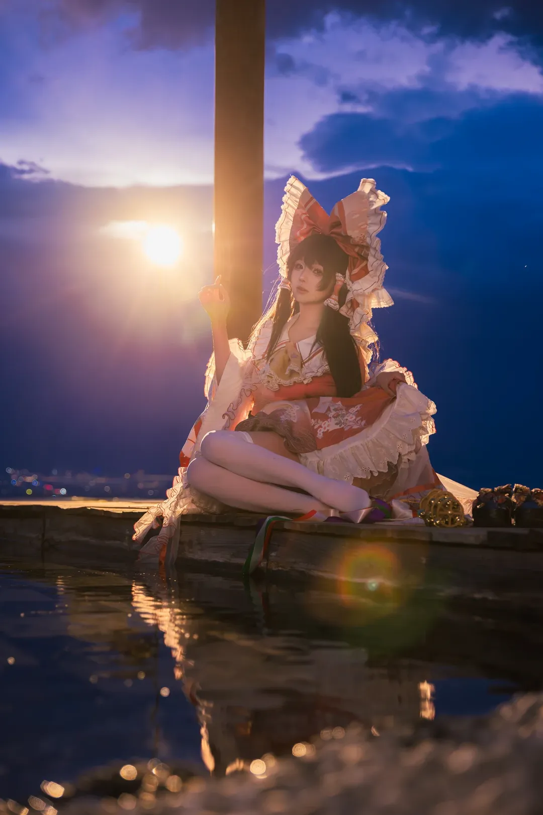 户外人像, 水边摄影, 车万cos, 逆光氛围, 东方project cosplay