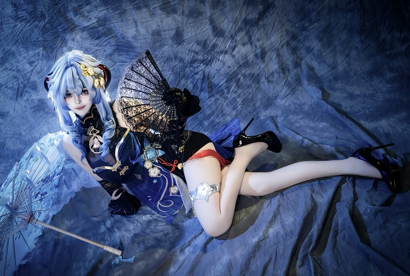 原神, 甘雨 コスプレ, コスプレ撮影, 二次元ファッション, ブルースクリーン写真