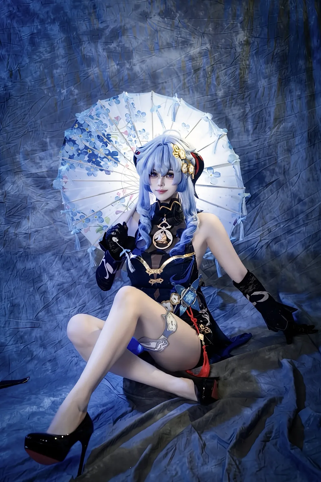 原神, 甘雨cos, cosplay摄影, 二次元装扮, 蓝幕写真 - 第3张