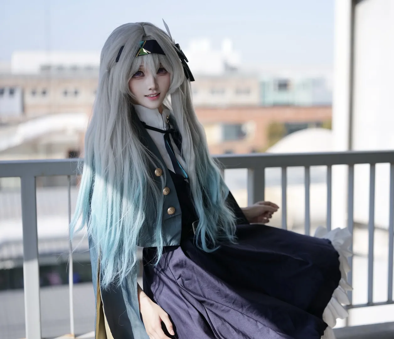 Honkai: Star Rail, Firefly cosplay, Cosplay photography, Outdoor portrait, Silver hair and blue tail