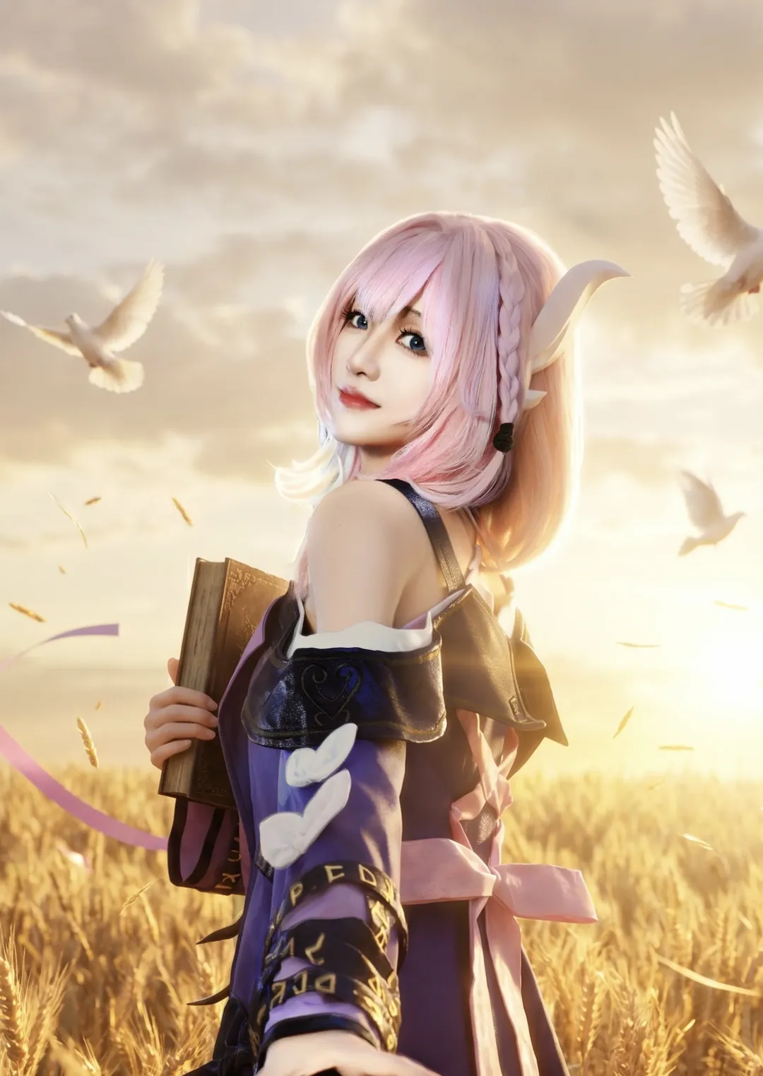 昔涟cos, 崩坏星穹铁道, Cosplay摄影, 氛围感人像, 麦田逆光