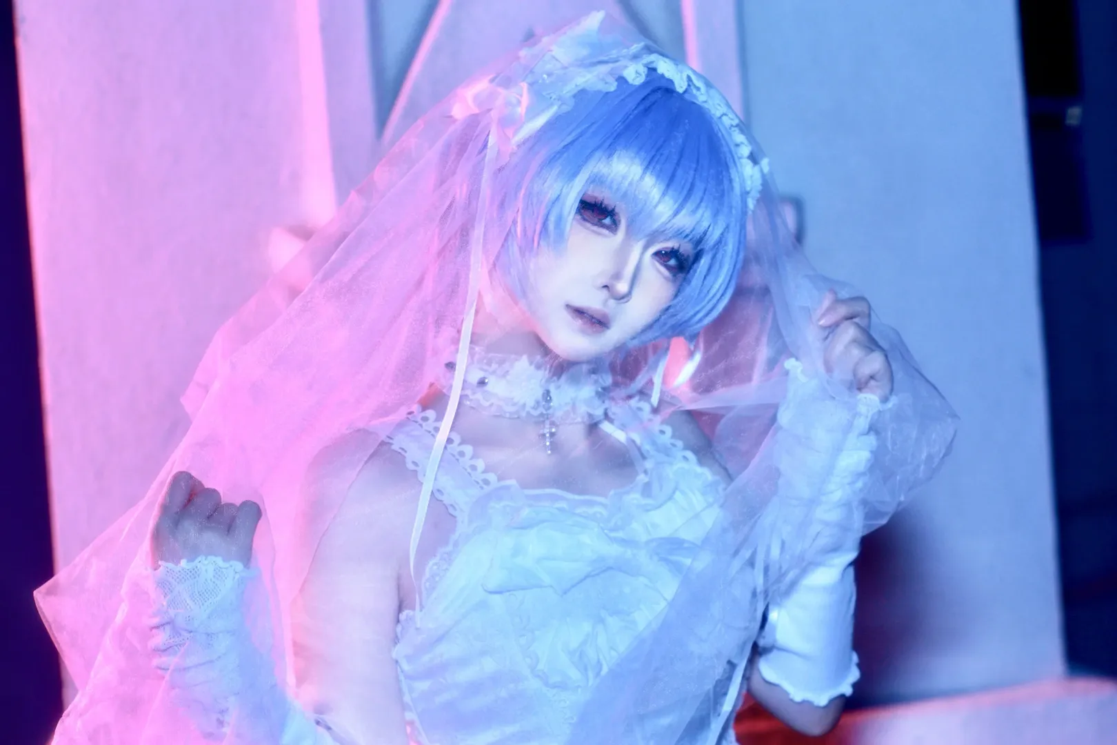 Cosplay摄影, 绫波丽cos, 新世纪福音战士, 白哥特私设, 霓虹光影写真 - 第1张