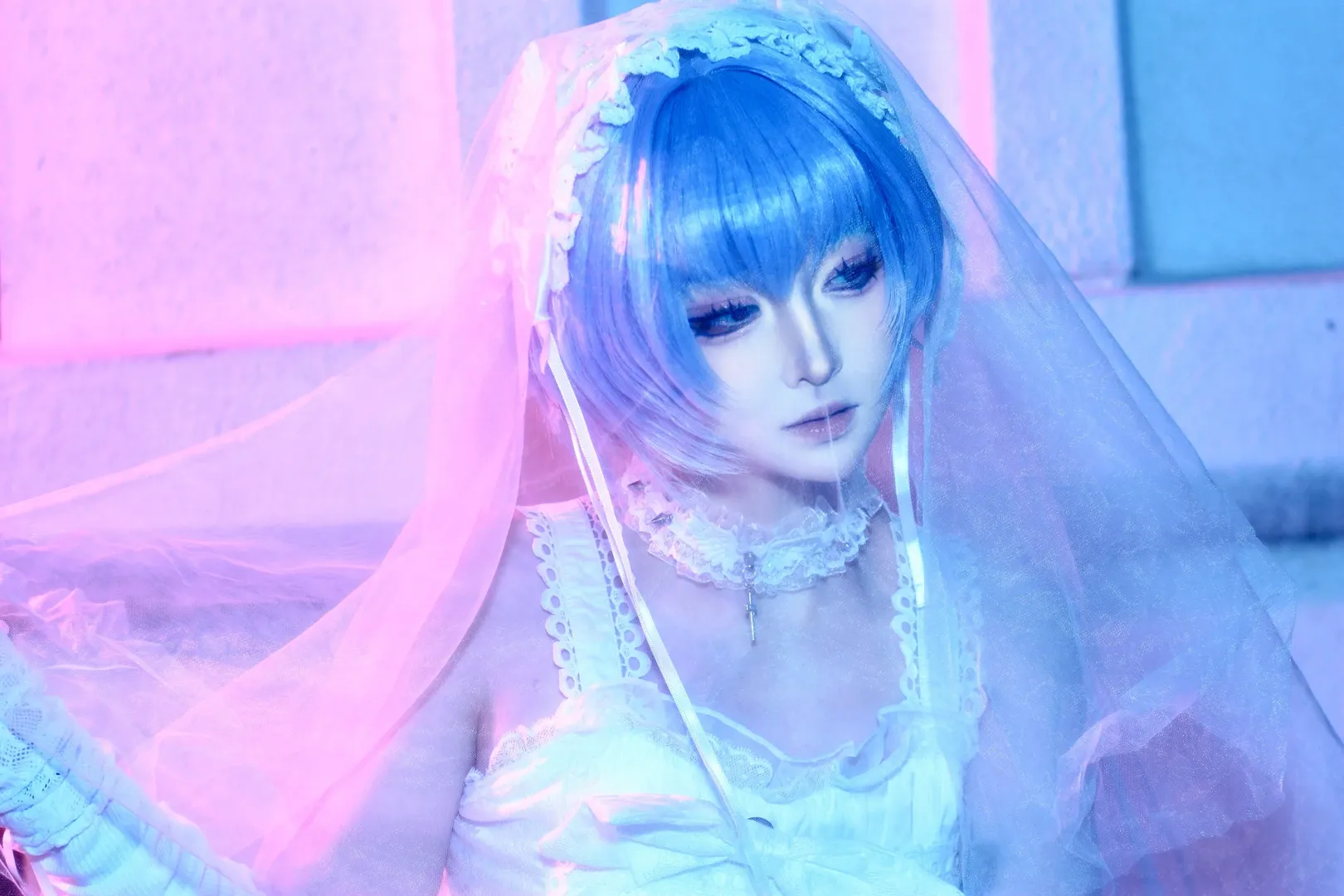 Cosplay摄影, 绫波丽cos, 新世纪福音战士, 白哥特私设, 霓虹光影写真 - 第5张
