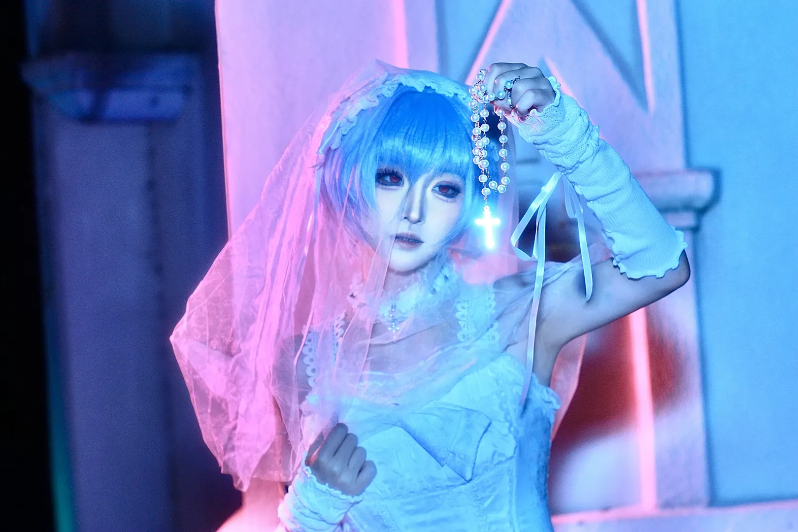Cosplay摄影, 绫波丽cos, 新世纪福音战士, 白哥特私设, 霓虹光影写真 - 第6张