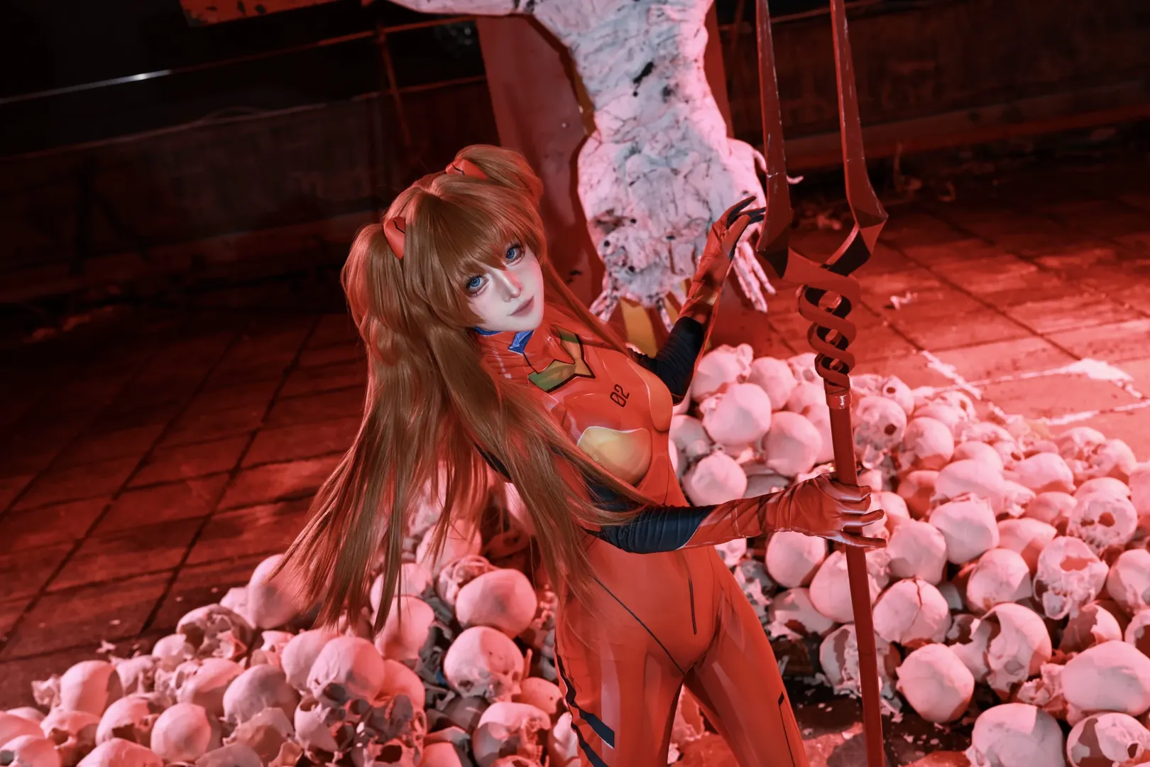 明日香cos, 新世纪福音战士, cosplay正片, eva, 红色战斗服 - 第3张