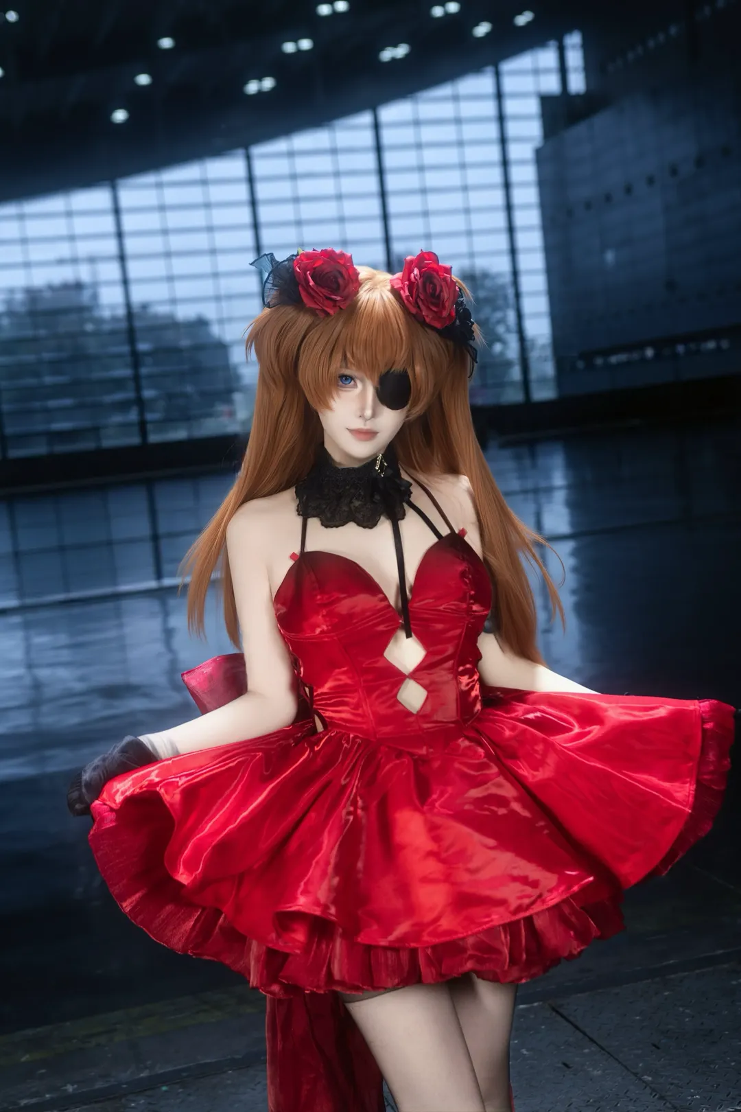 漫展场照, 明日香cos, 新世纪福音战士, NIKKE联动, 红礼服Cosplay