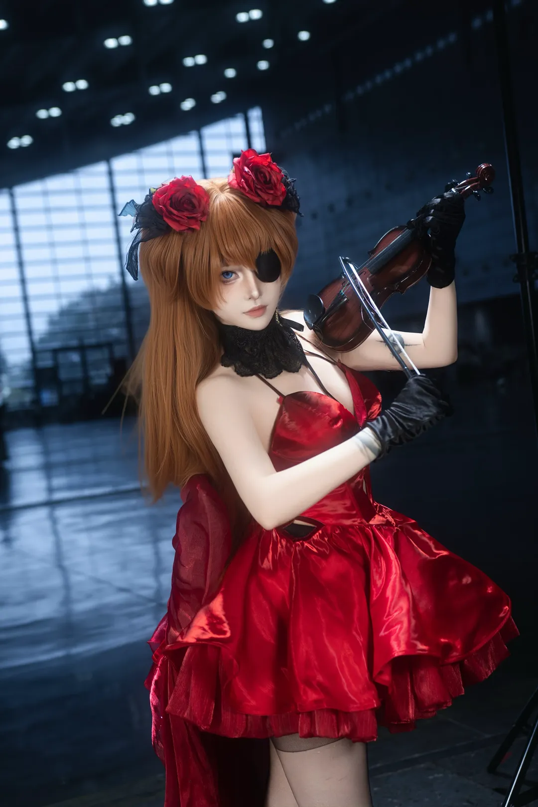 漫展场照, 明日香cos, 新世纪福音战士, NIKKE联动, 红礼服Cosplay - 第7张
