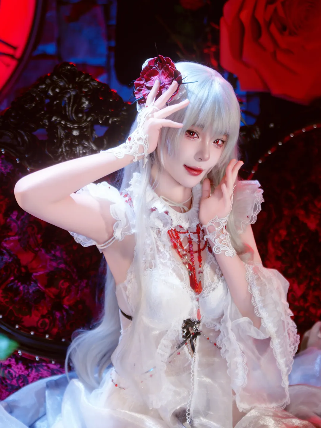 cosplay摄影, 无期迷途, 可可莉克cos, 暗黑哥特风, 银发红瞳 - 第1张