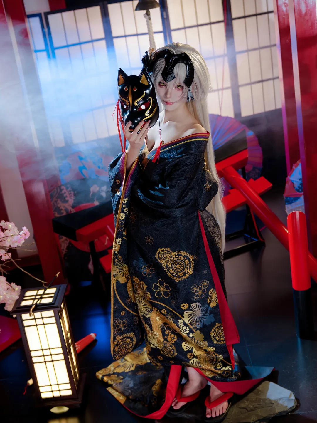 二次元摄影, FGO, 氛围感写真, 黑贞德cos, 和风花魁 - 第2张