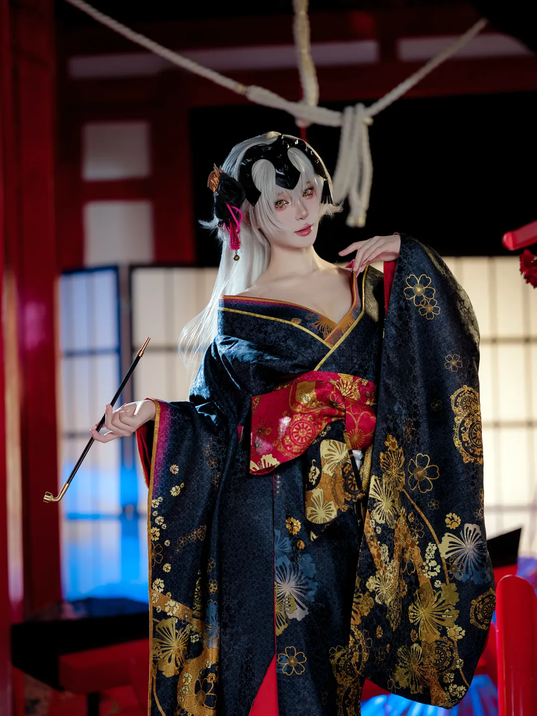 二次元撮影, Fate/Grand Order, ジャンヌ・ダルク（オルタ）コスプレ, コスプレ写真, 和風花魁 - 1枚目