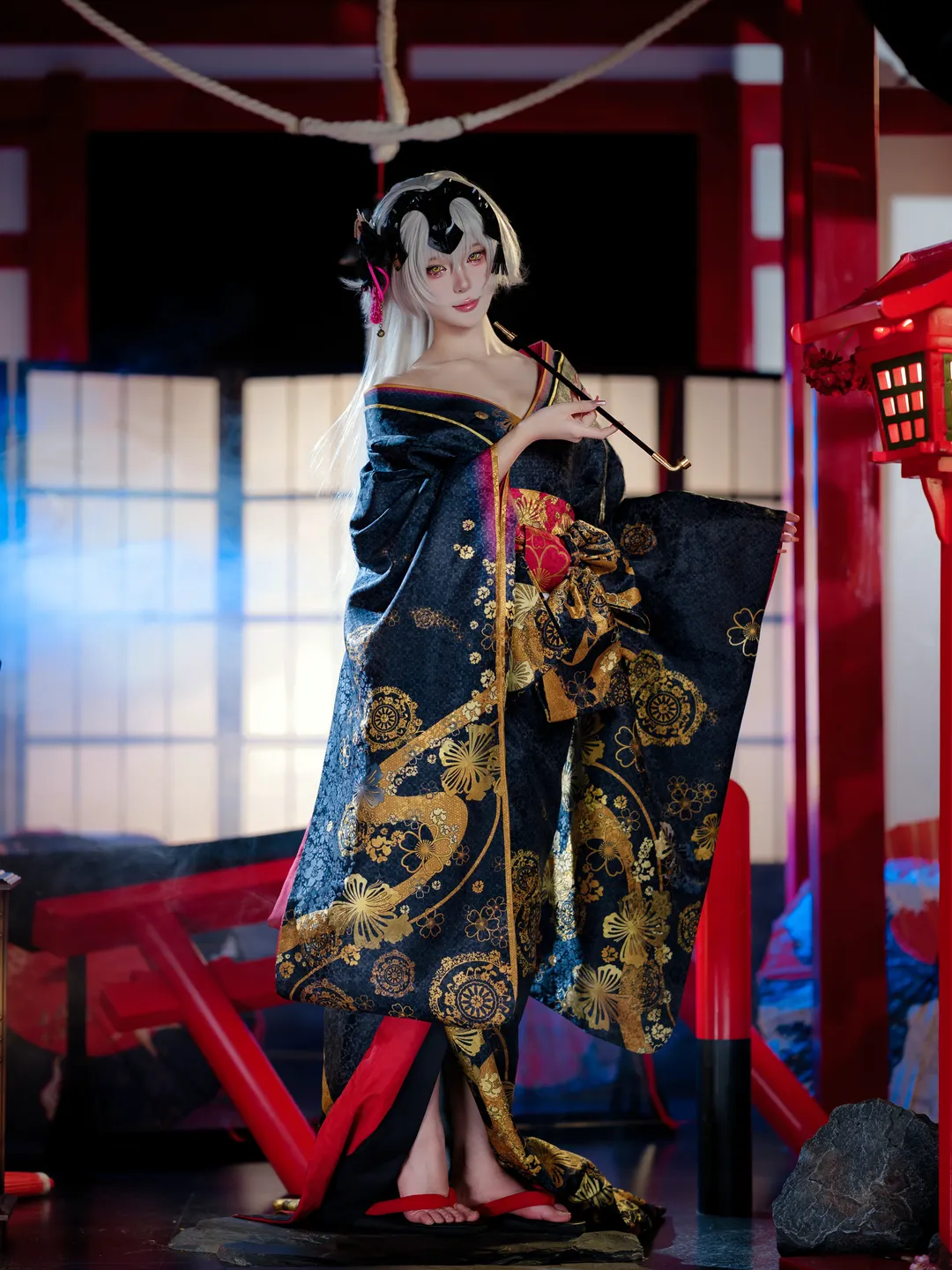 二次元撮影, Fate/Grand Order, ジャンヌ・ダルク（オルタ）コスプレ, コスプレ写真, 和風花魁 - 4枚目