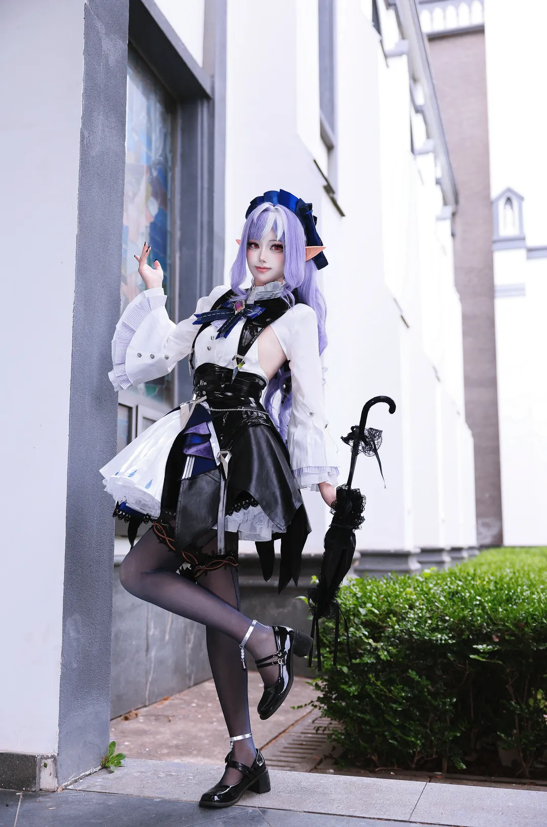 绝区零, 薇薇安cos, 哥特风cosplay, 精灵耳cos, 黑丝穿搭