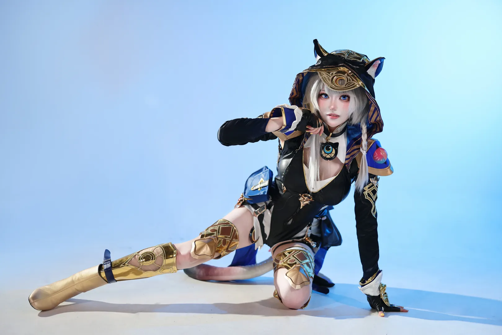 赛飞儿cos, 崩坏星穹铁道, cosplay摄影, 银发蓝瞳, 猫耳兜帽 - 第6张