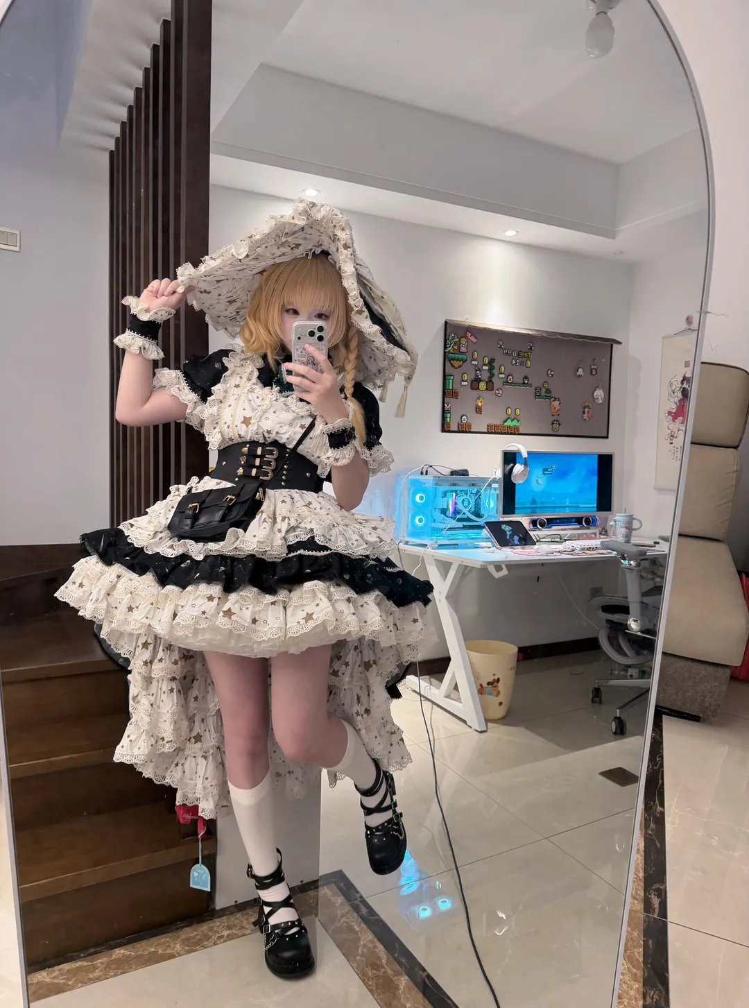 东方project, 雾雨魔理沙cos, lolita穿搭, 二次元自拍, 短发莎