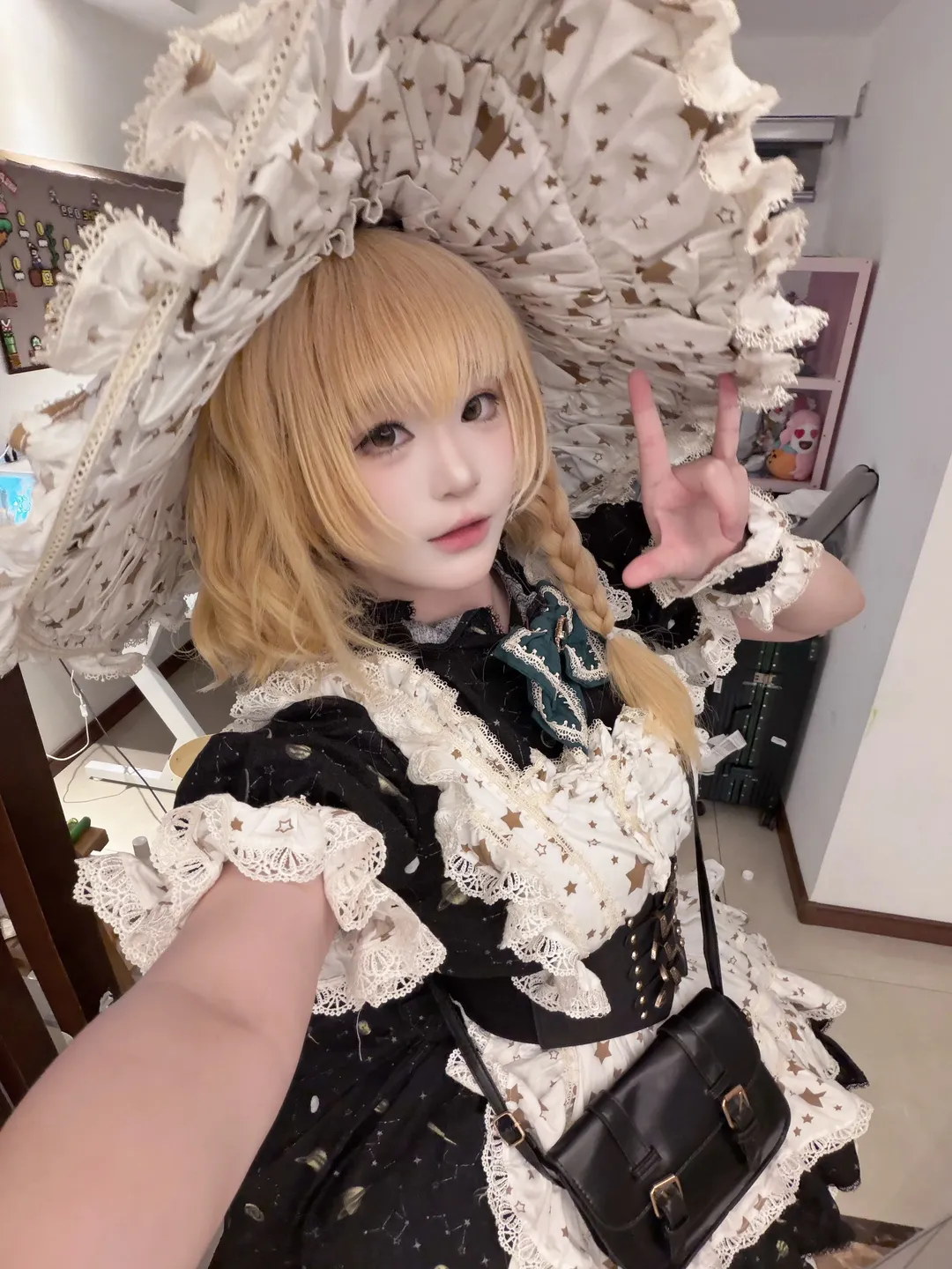 Touhou Project, Marisa Kirisame cosplay, Lolita outfit coordination, Anime style selfie, Short-haired Sha - Image 4