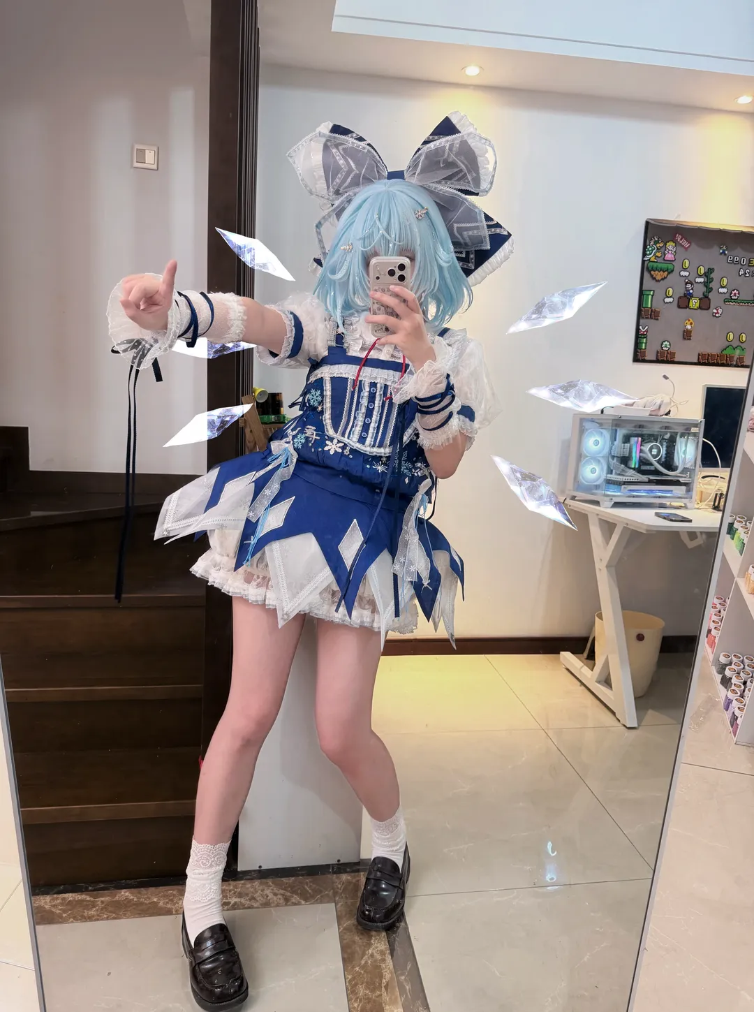 东方project, 洛丽塔洋装, 琪露诺cos, cosplay穿搭, 蓝发少女