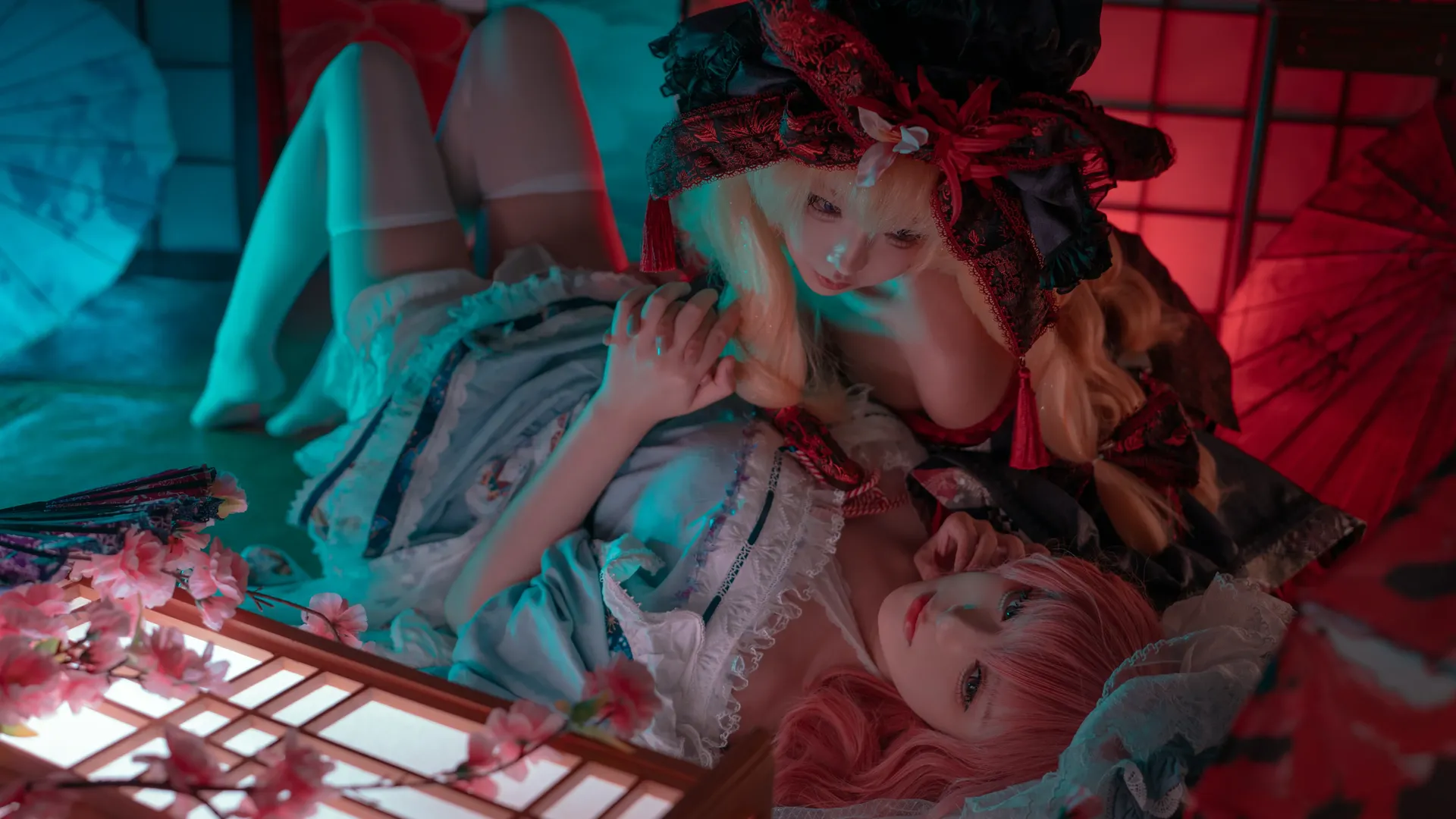 東方Project, 二人コスプレ, コスプレ撮影, 八雲紫 コスプレ, 赤青ライティング