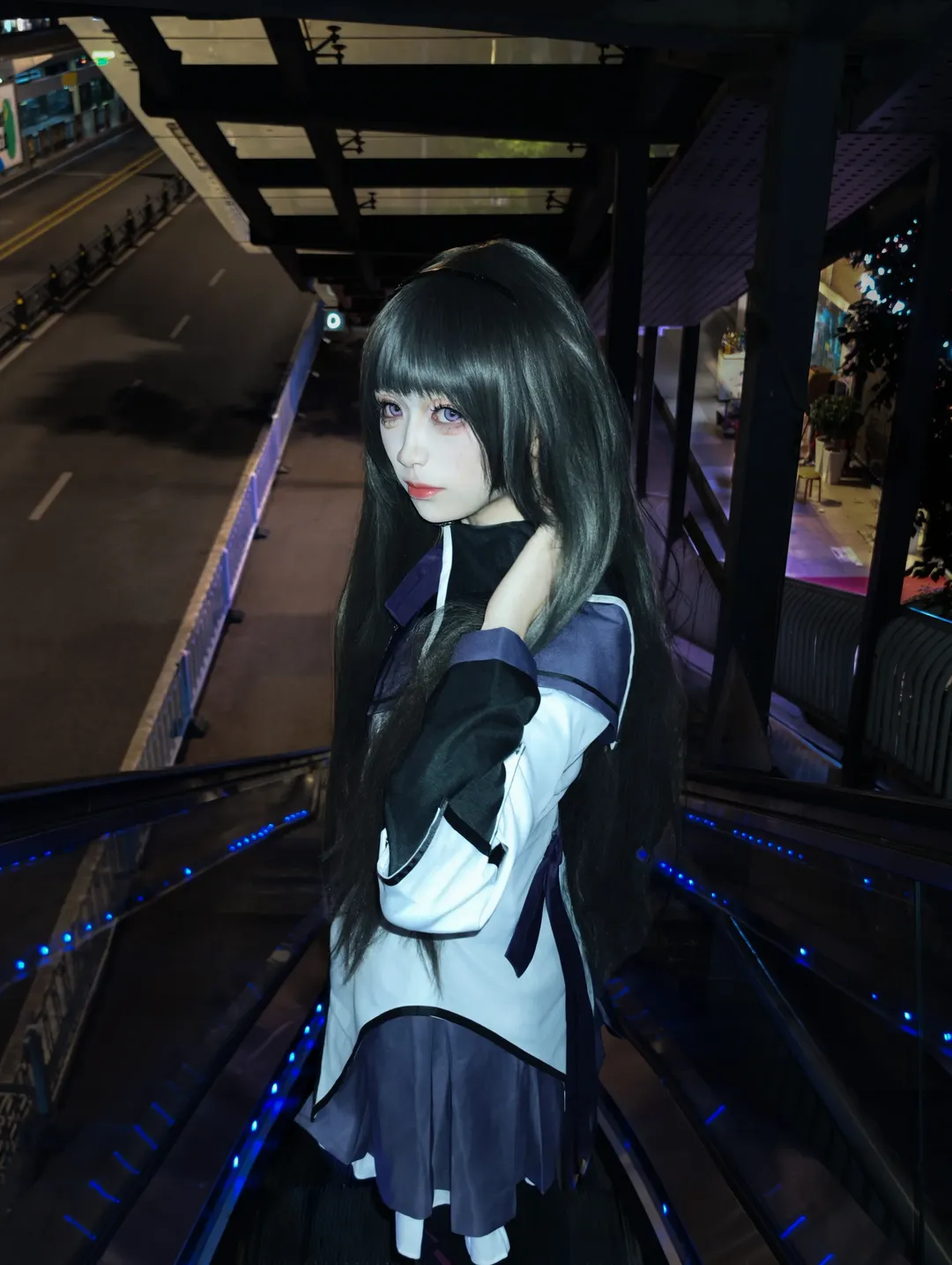 二次元摄影, 魔法少女小圆, 氛围感写真, 晓美焰cos, 夜间外景 - 第2张