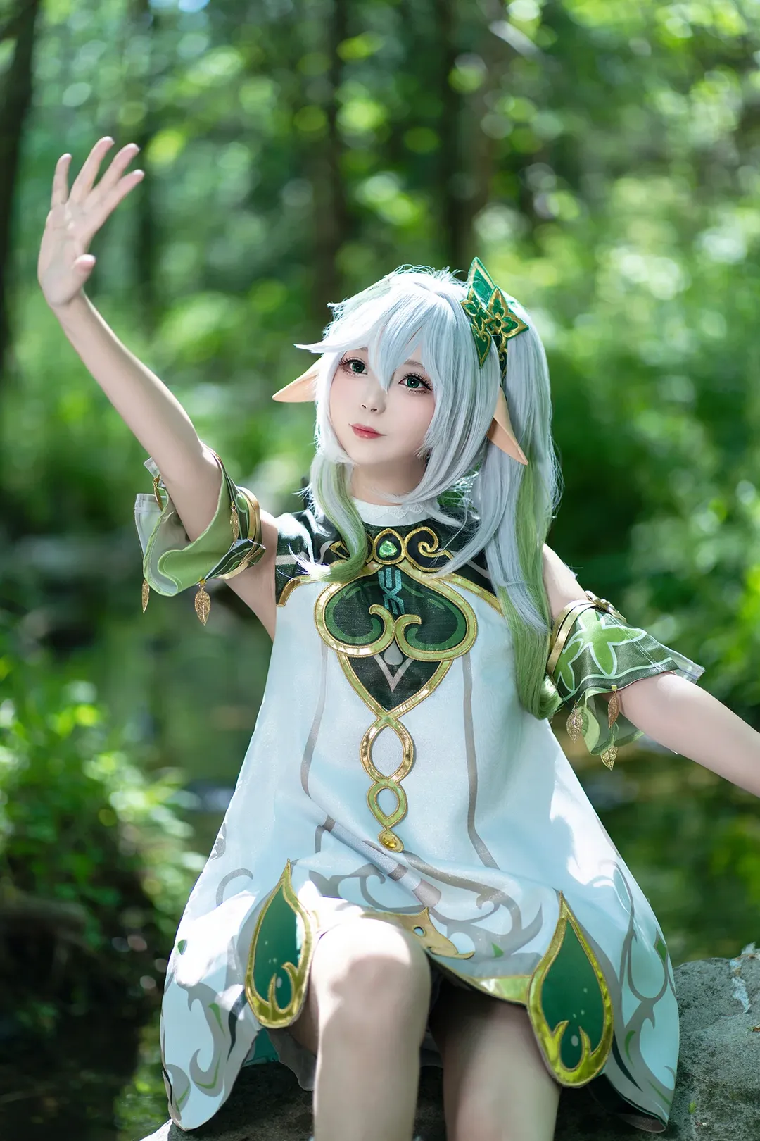原神, 纳西妲cos, 精灵少女, 草神cosplay, 森林户外摄影 - 第3张