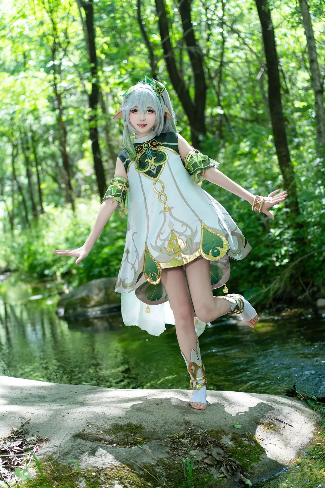 原神, 納西妲cos, 精靈少女, 草神cosplay, 森林戶外攝影
