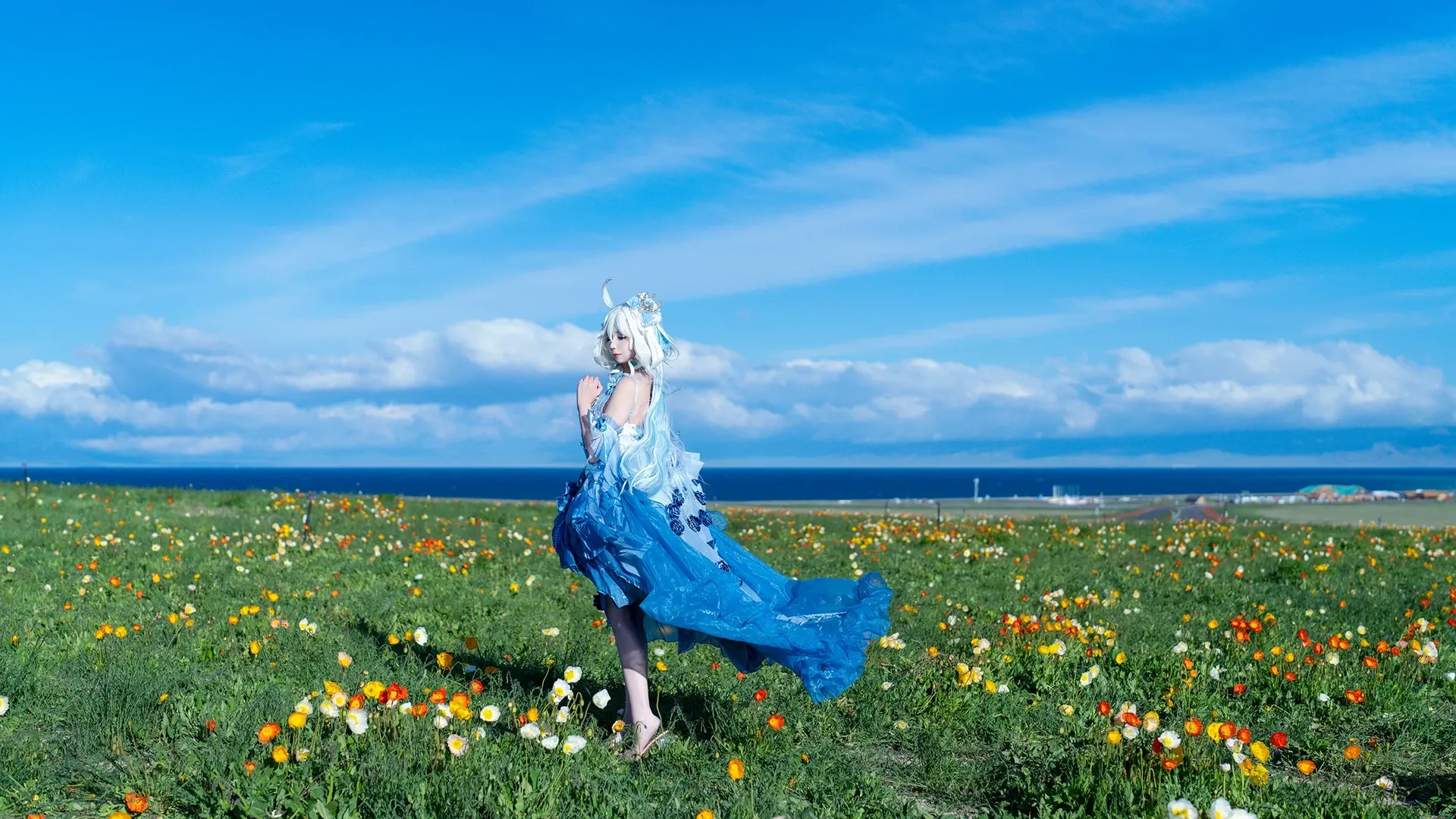 原神, 芙宁娜cos, 原神cosplay, 枫丹角色, 赛里木湖外景 - 第5张