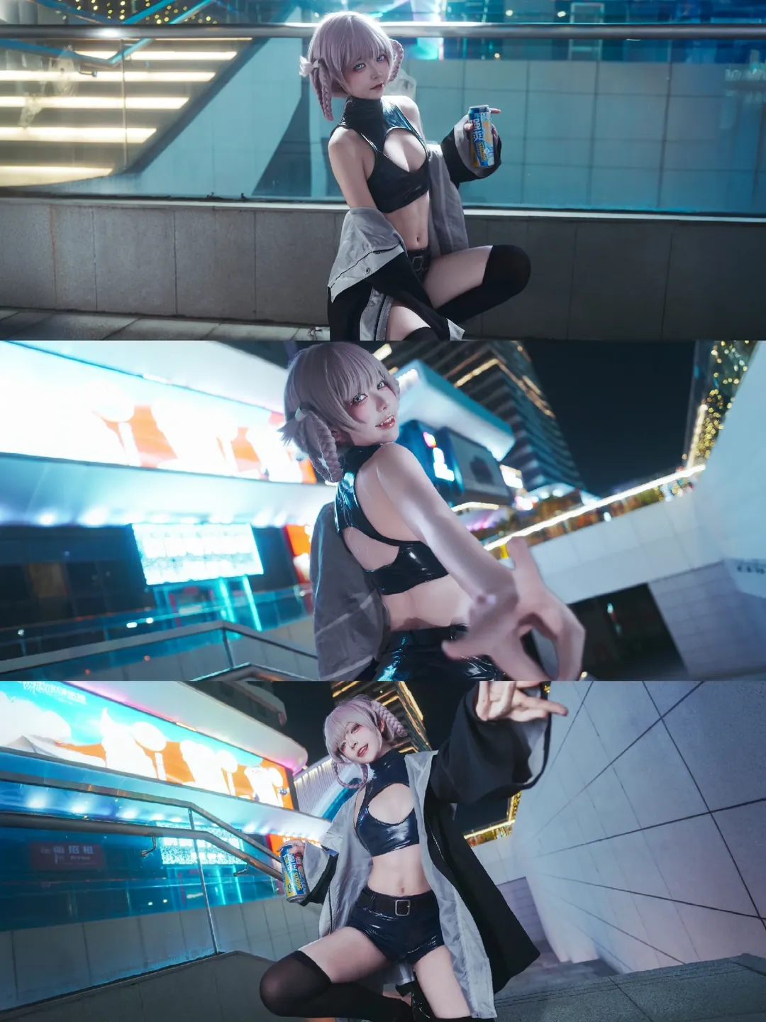 七草荠cos, 彻夜之歌, 深夜出片, 赛博霓虹夜景, 二次元Cosplay日常 - 第1张