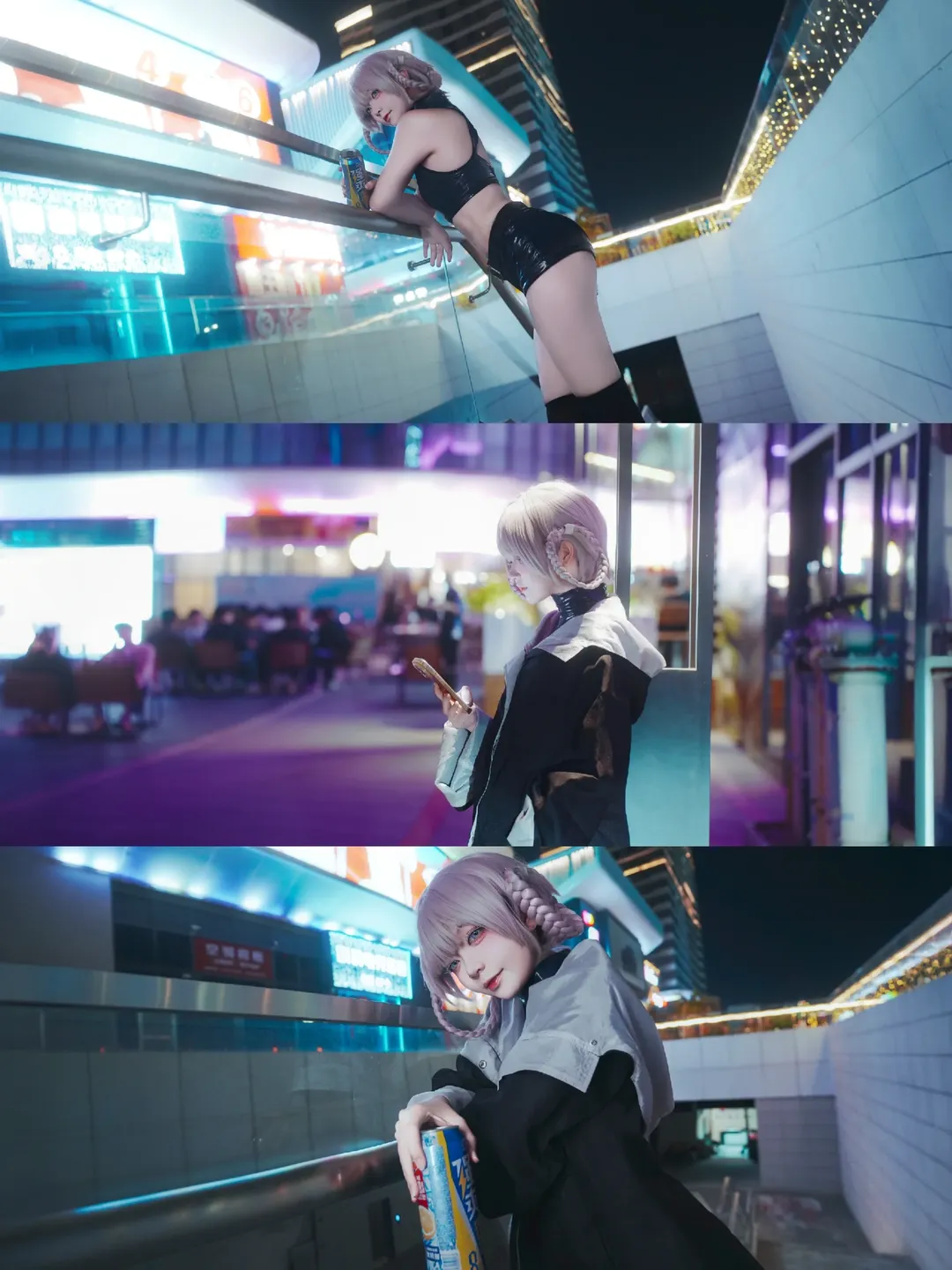 七草荠cos, 彻夜之歌, 深夜出片, 赛博霓虹夜景, 二次元Cosplay日常 - 第2张