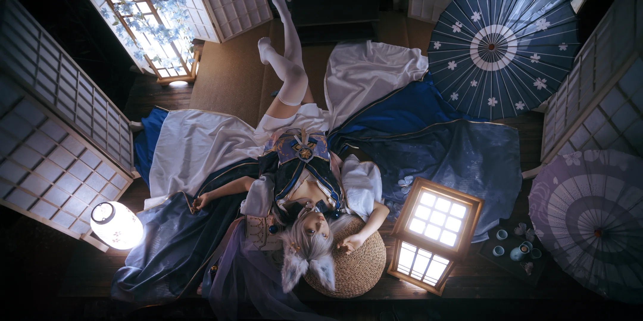 碧蓝航线cos, 狐耳少女, 和风写真, 棚拍光影, 白丝cos