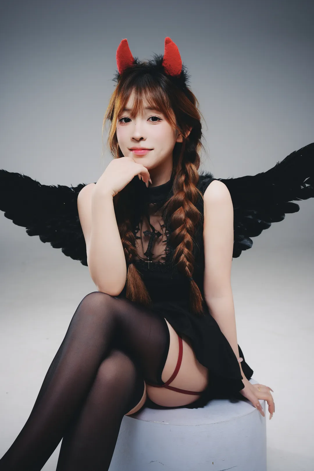 cosplay摄影, 万圣节穿搭, 小恶魔cosplay, 暗黑甜美风, 黑色丝袜穿搭 - 第1张