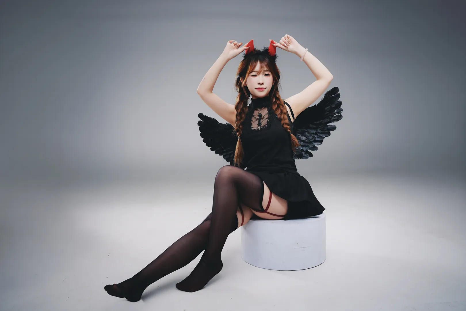 cosplay摄影, 万圣节穿搭, 小恶魔cosplay, 暗黑甜美风, 黑色丝袜穿搭 - 第10张