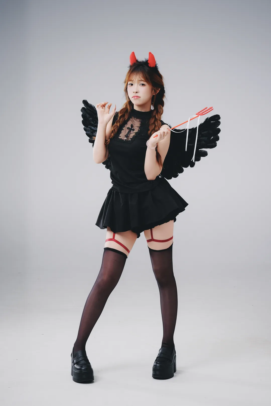 cosplay摄影, 万圣节穿搭, 小恶魔cosplay, 暗黑甜美风, 黑色丝袜穿搭 - 第4张