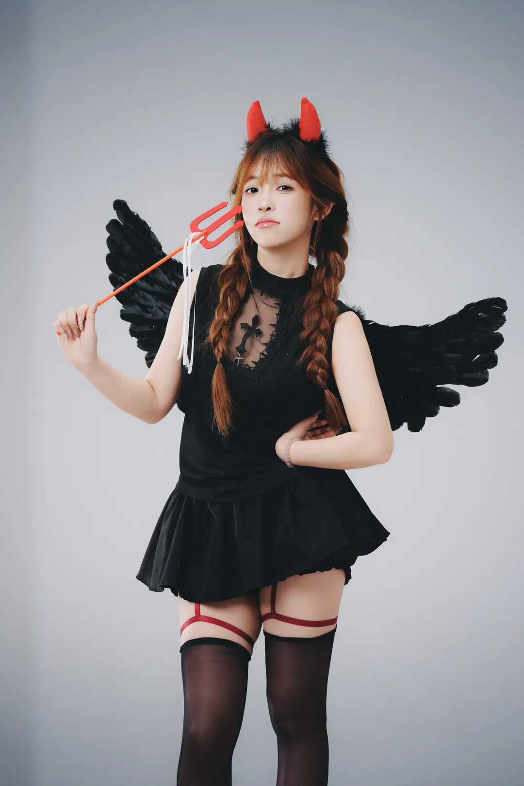 cosplay摄影, 万圣节穿搭, 小恶魔cosplay, 暗黑甜美风, 黑色丝袜穿搭 - 第5张