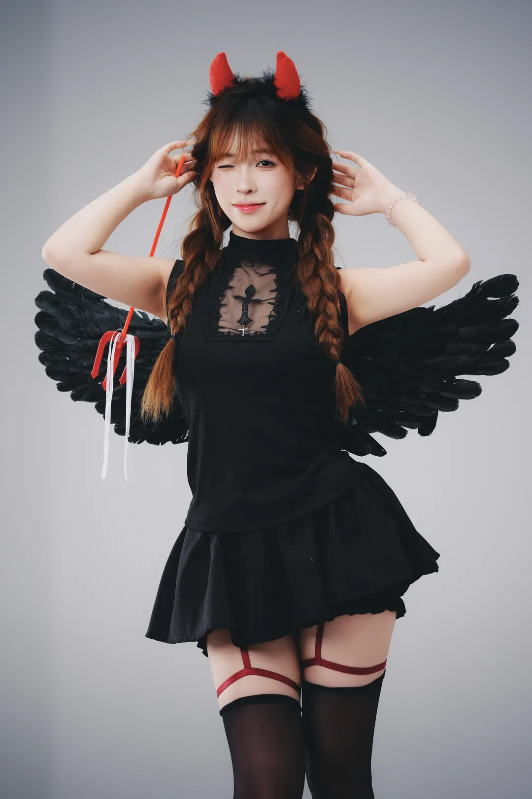 cosplay摄影, 万圣节穿搭, 小恶魔cosplay, 暗黑甜美风, 黑色丝袜穿搭 - 第7张