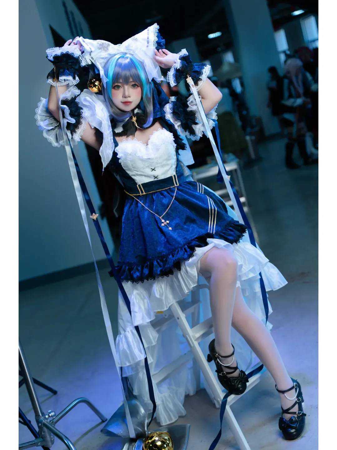 cosplay, 漫展返图, 蓝白女仆装, coser穿搭, 昆明漫展
