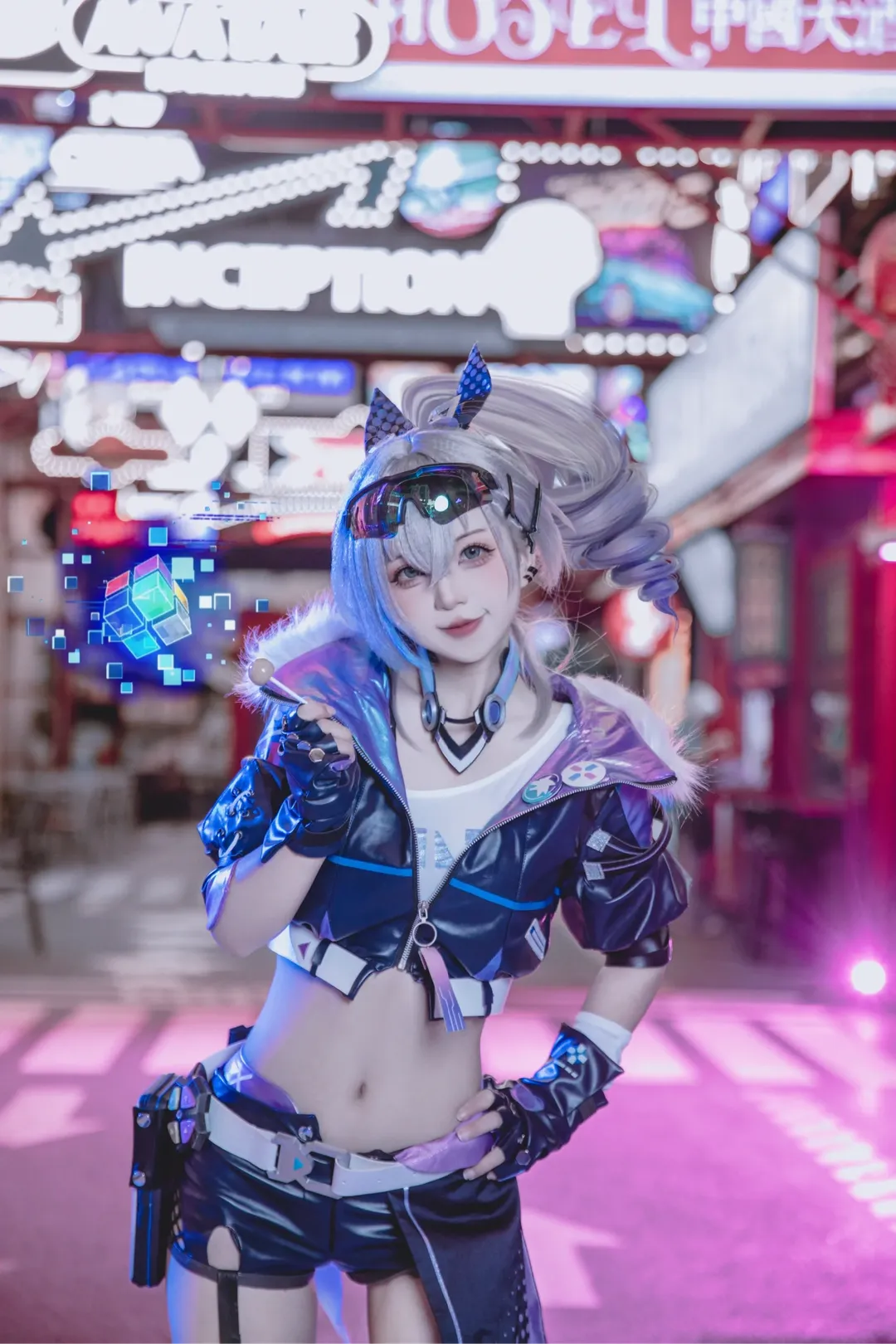 Anime cosplay, Techwear outfit, Neon photography, Cyberpunk cosplay, Night outdoor photography - Image 3