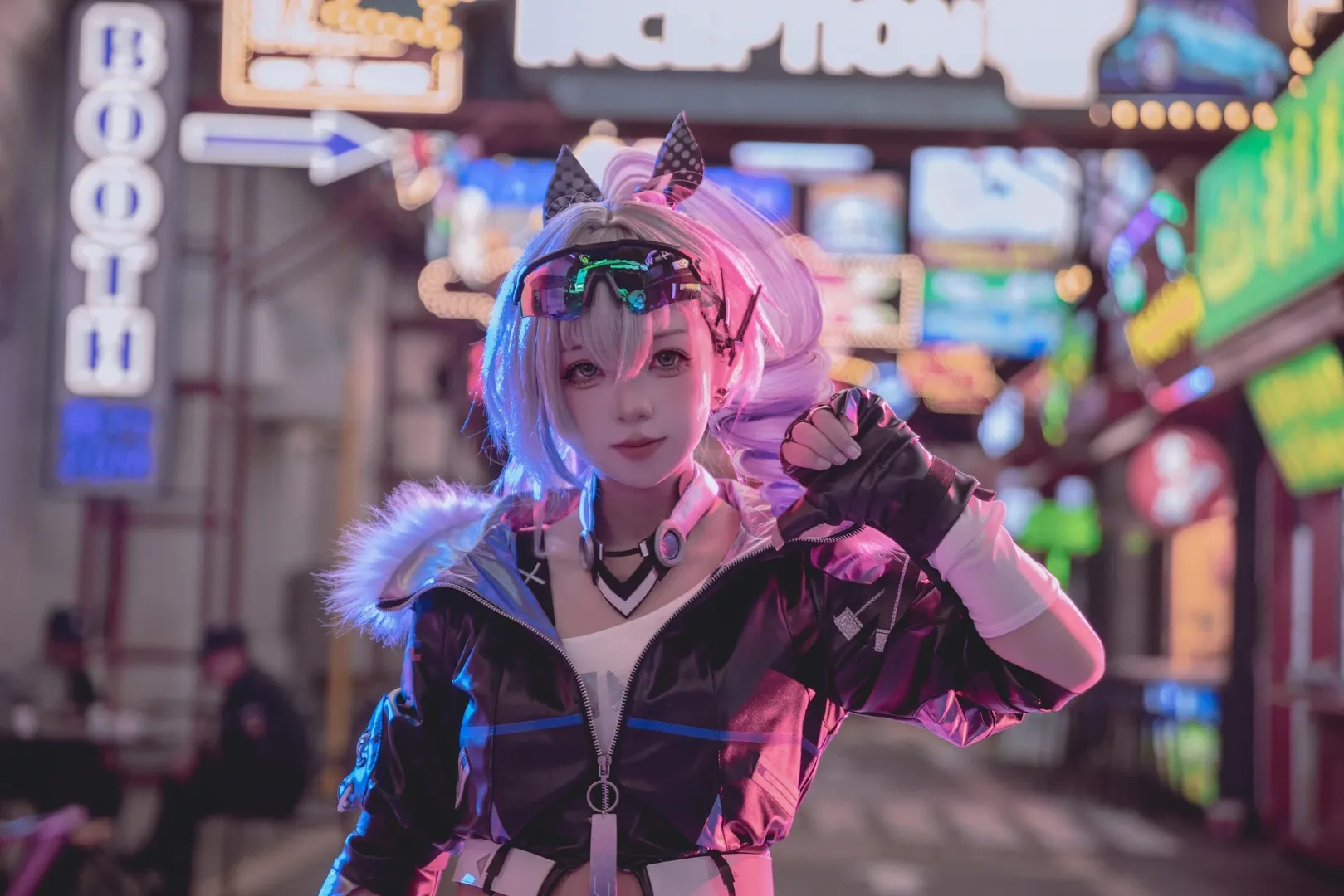 Anime cosplay, Techwear outfit, Neon photography, Cyberpunk cosplay, Night outdoor photography - Image 4
