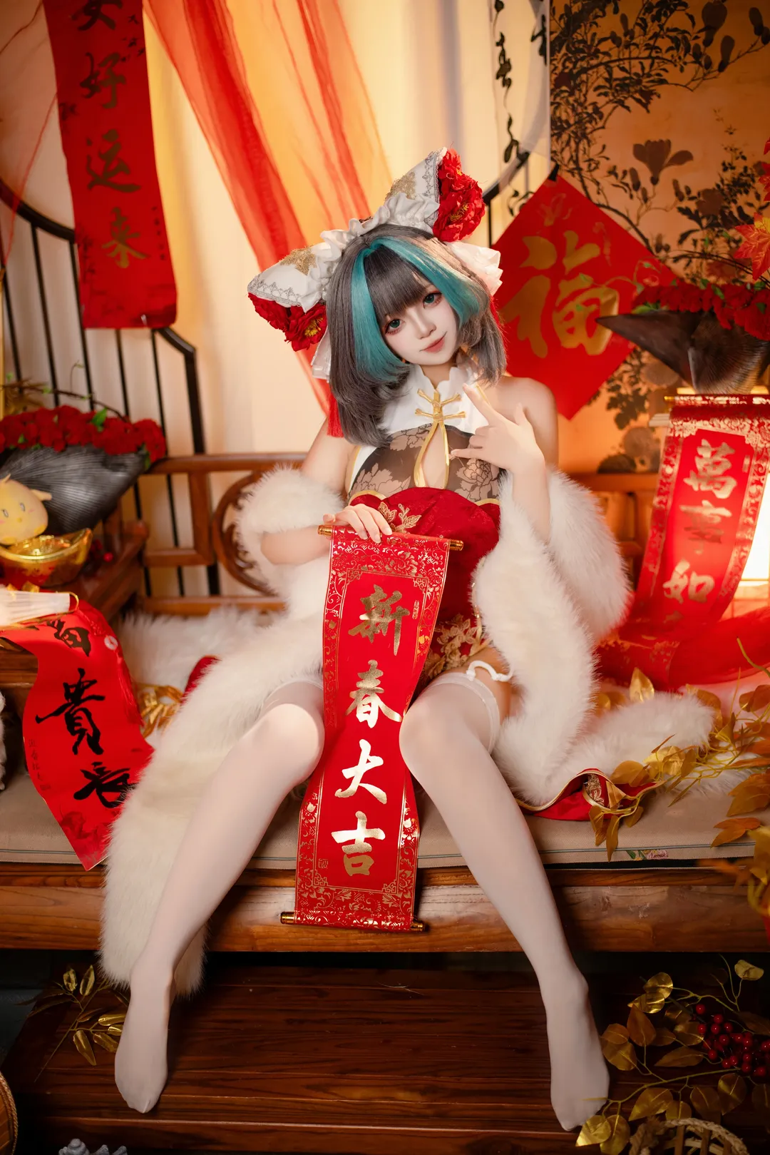 チェシャー コスプレ, アズールレーン, コスプレ撮影, アズールレーン コスプレ, 新春チャイナドレス - 2枚目