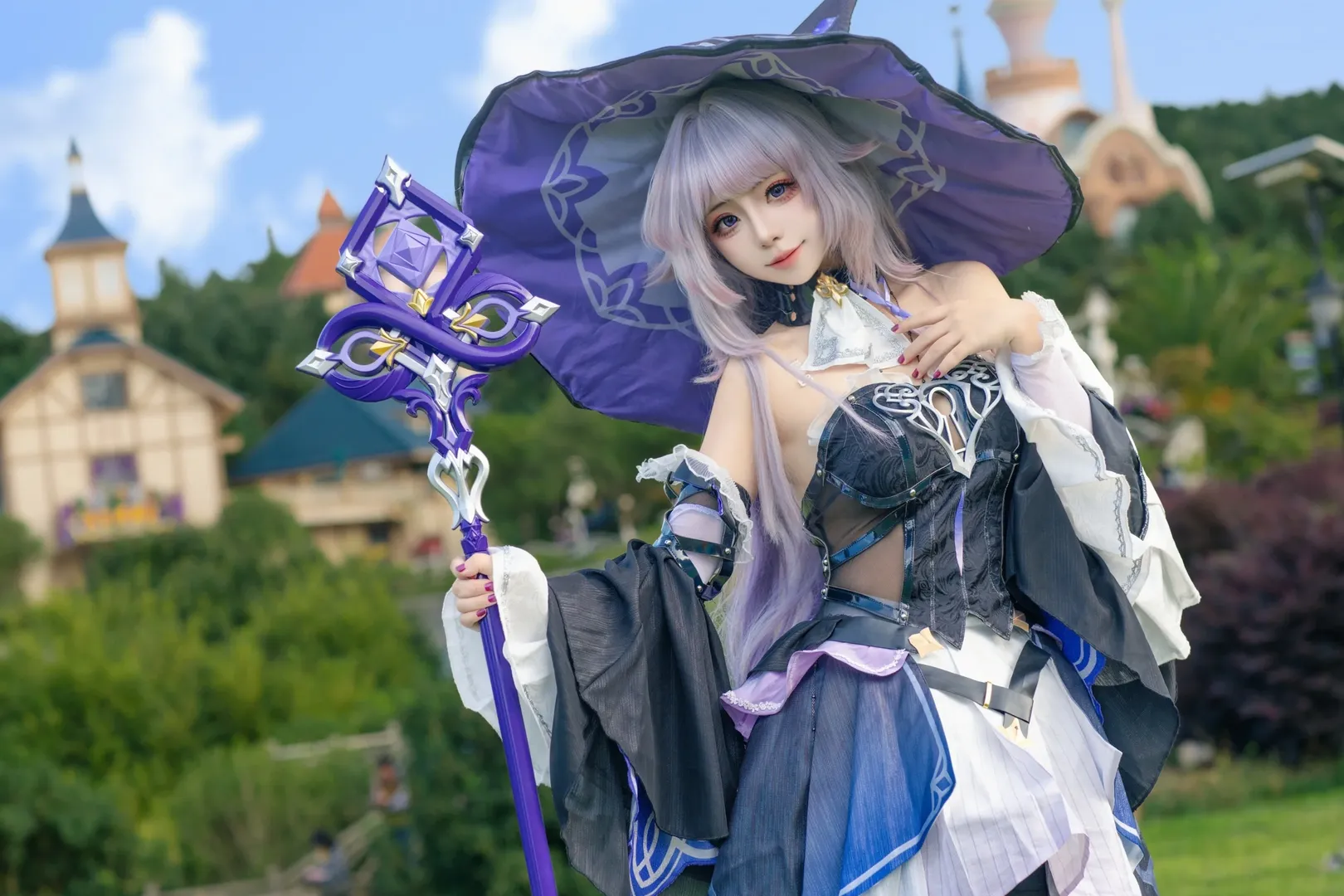 Honkai: Star Rail, Herta cosplay, Magical Girl cosplay, Cosplay location shoot, Fenglong Bay Fairy Tale Town