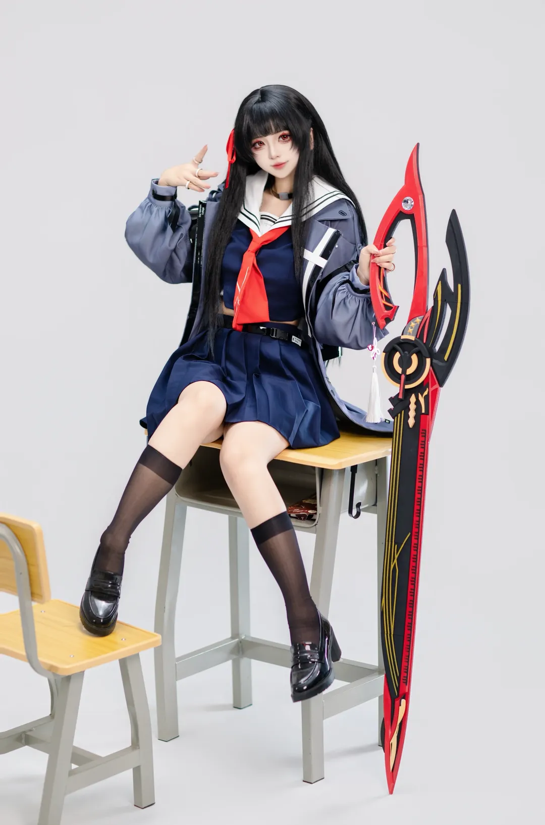 鸣潮, 千咲cos, cosplay摄影, 二次元穿搭, 校园风cos