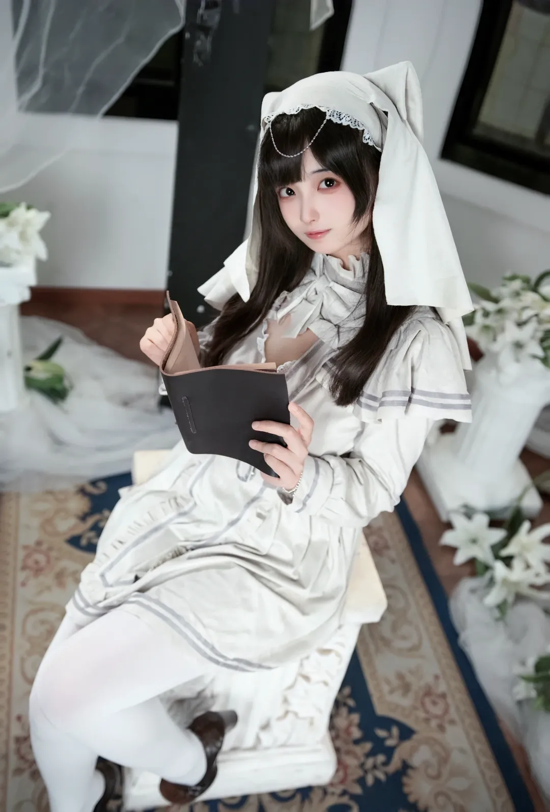 日系穿搭, 氛围感写真, 修女风cos, 萌系摄影, 白色系少女 - 第1张