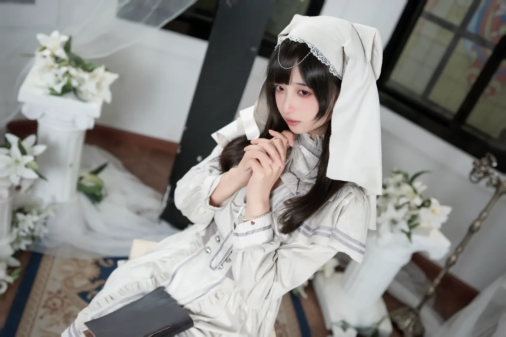 日系穿搭, 氛围感写真, 修女风cos, 萌系摄影, 白色系少女 - 第2张