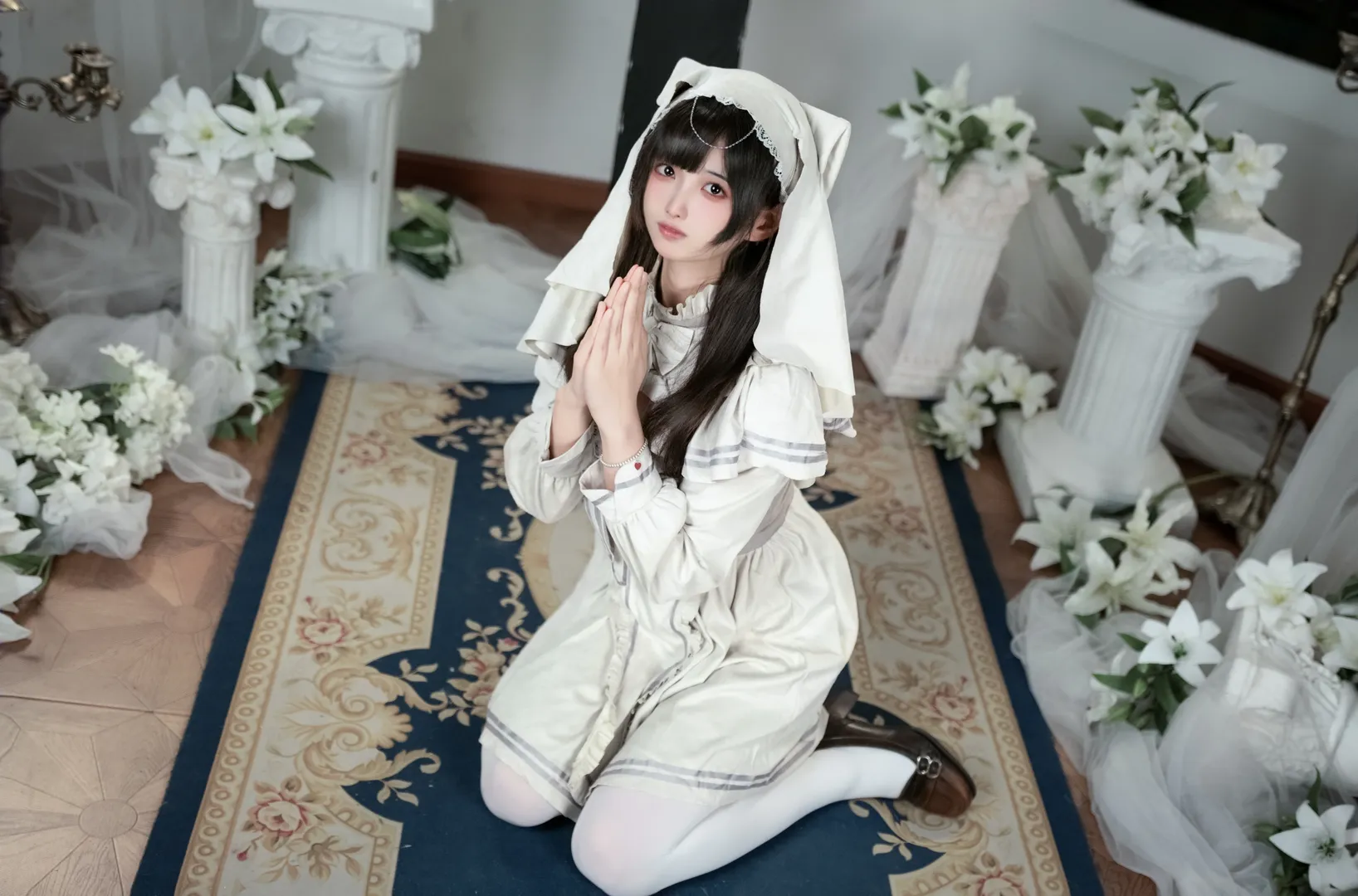 日系穿搭, 氛圍感寫真, 修女風cos, 萌系攝影, 白色系少女