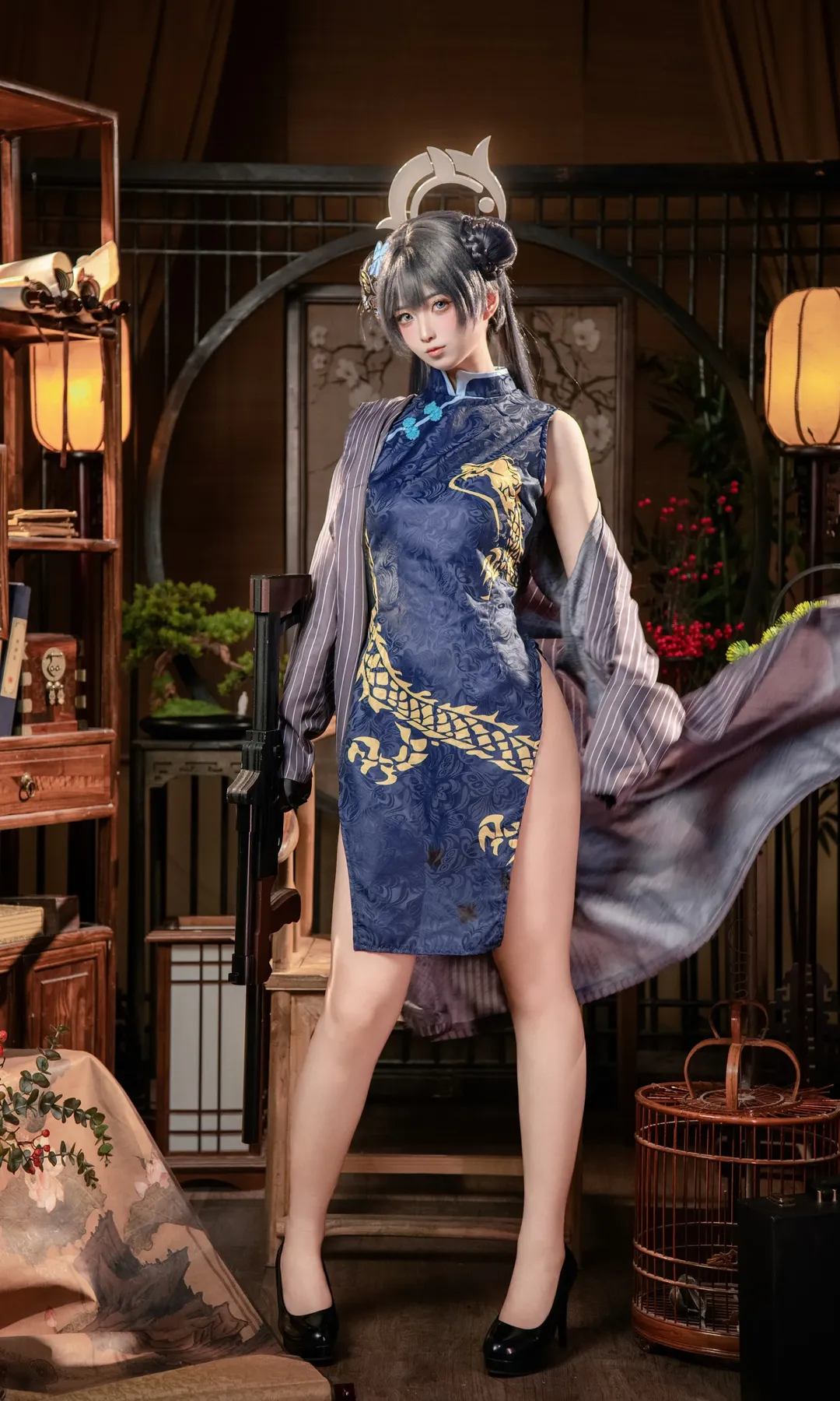 二次元摄影, 蔚蓝档案, 妃咲cos, 旗袍cos, 高开叉旗袍 - 第1张