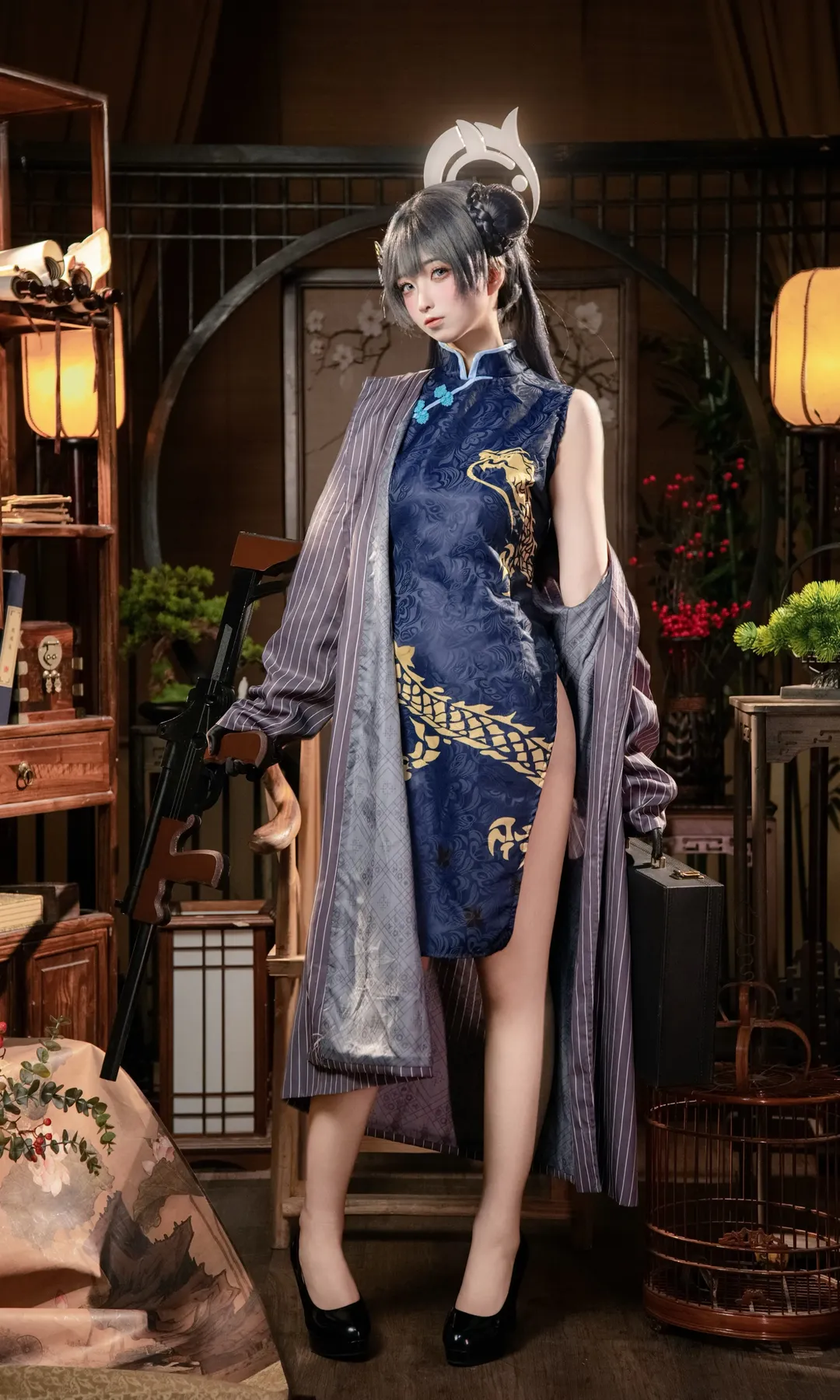 二次元摄影, 蔚蓝档案, 妃咲cos, 旗袍cos, 高开叉旗袍 - 第2张