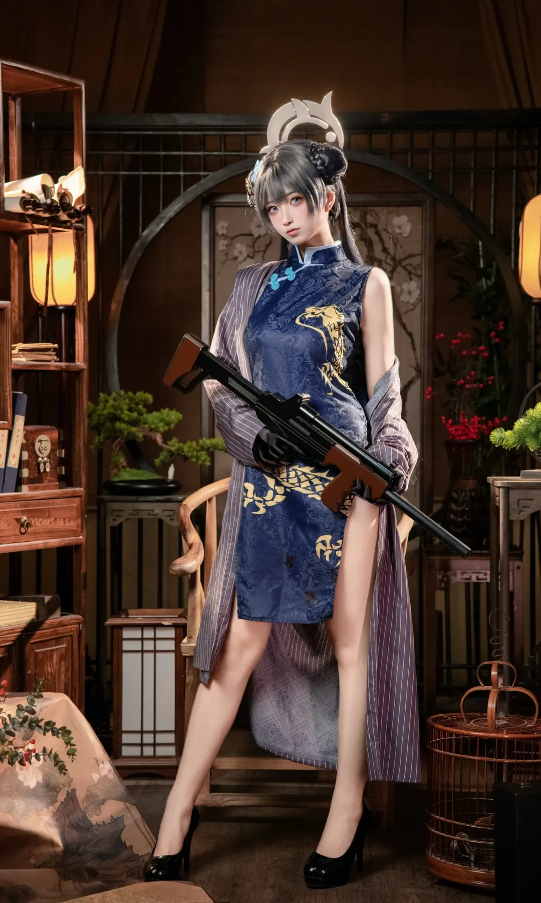 二次元摄影, 蔚蓝档案, 妃咲cos, 旗袍cos, 高开叉旗袍 - 第5张