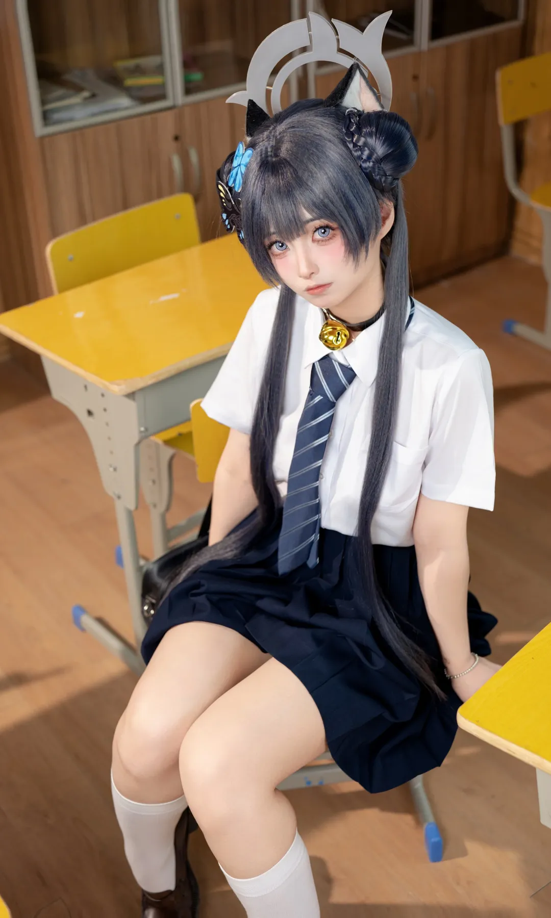 cosplay, 蔚蓝档案, 妃咲cos, 校园制服, 教室写真 - 第2张