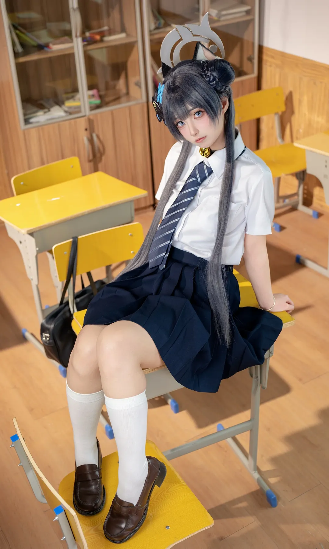 cosplay, 蔚蓝档案, 妃咲cos, 校园制服, 教室写真 - 第4张