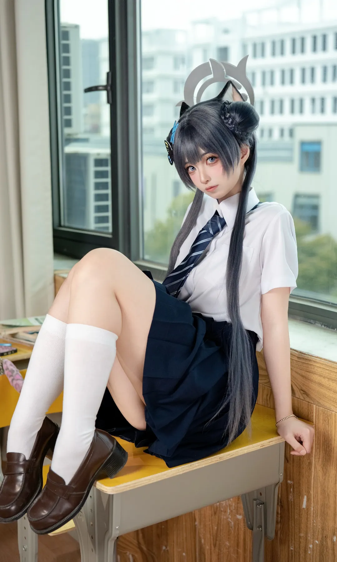 cosplay, 蔚蓝档案, 妃咲cos, 校园制服, 教室写真 - 第5张
